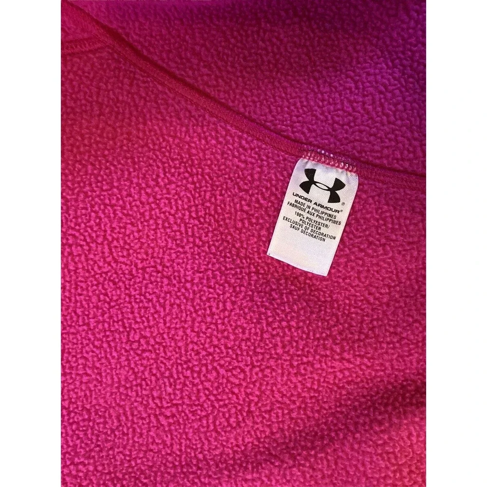 Under Armor Hot Pink pink Full Zip Jacket W/fuzzy Black Collar Women’s Small - Picture 6 of 7